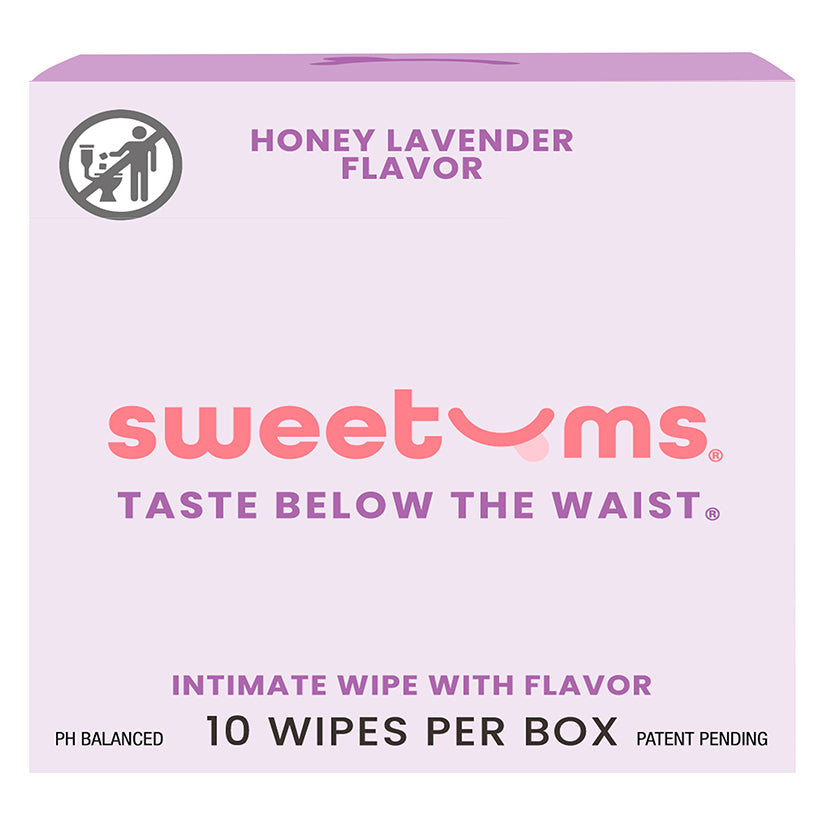 Sweetums Honey Lavender Flavored Intimate Wipes – Box of 10 | Romantic, pH-Balanced Freshness