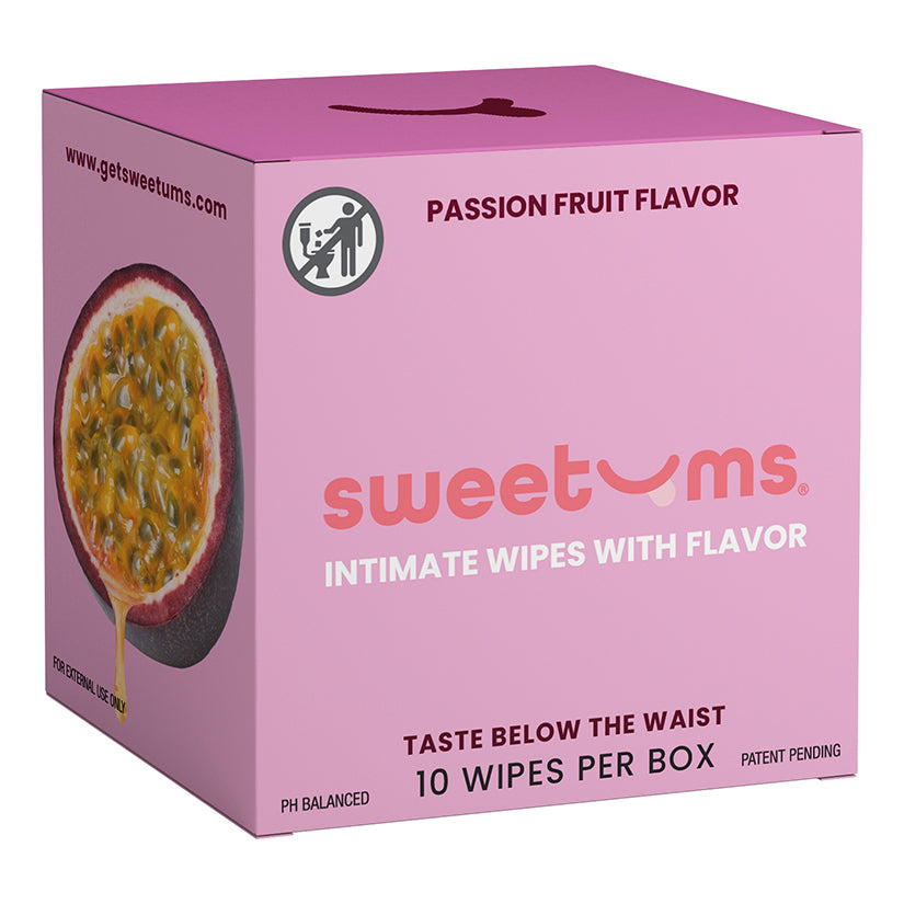 Sweetums Passion Fruit flavored intimate wipes