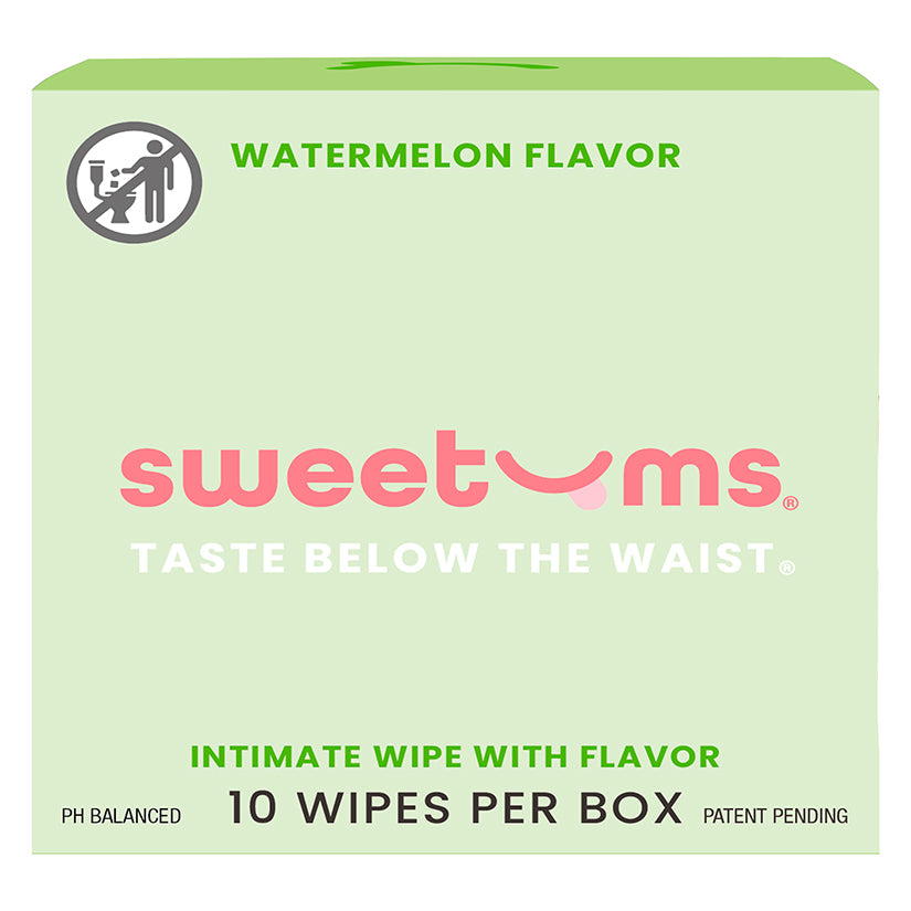Sweetums Watermelon Flavored Intimate Wipes | pH-Balanced Refresh in a Box of 10