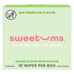 Sweetums Watermelon Flavored Intimate Wipes | pH-Balanced Refresh in a Box of 10