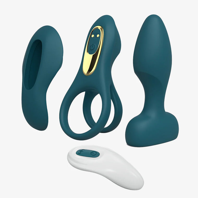 Tracy's Dog Maxikit dark green couples vibrator set