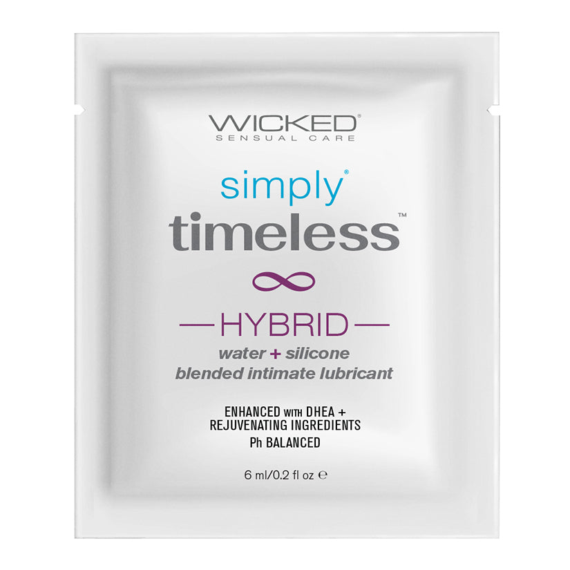 Wicked Sensual Care Simply Timeless Hybrid Lubricant – 4 oz | Water‑&‑Silicone Blend with Vitamin E