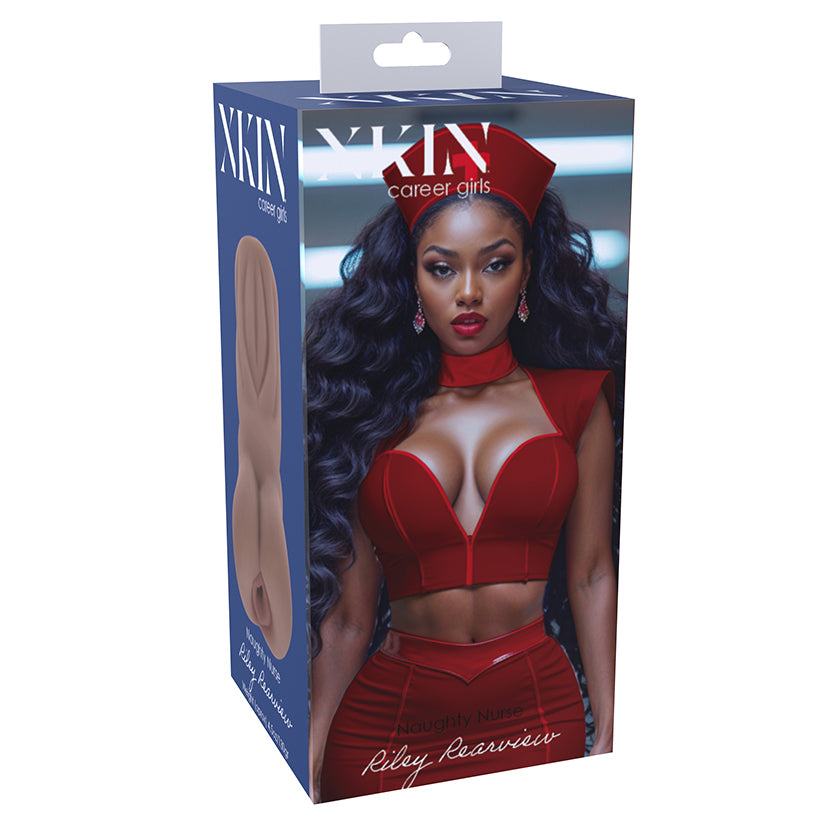 Xkin Career Girls Masturbator Riley Rearview Brown, curvy realistic male pleasure sleeve with detailed texture