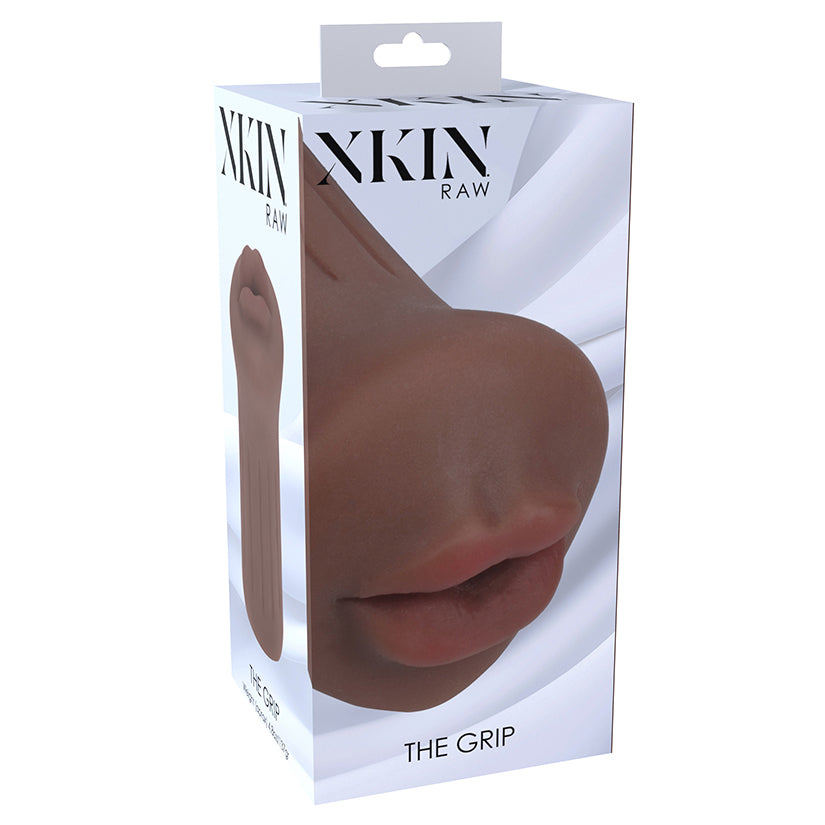 Xkin RAW The Grip Masturbator Brown, textured realistic male pleasure sleeve