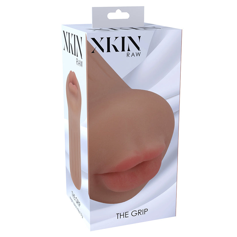 Xkin RAW The Grip Masturbator Tan, textured realistic male pleasure sleeve with strong grip design