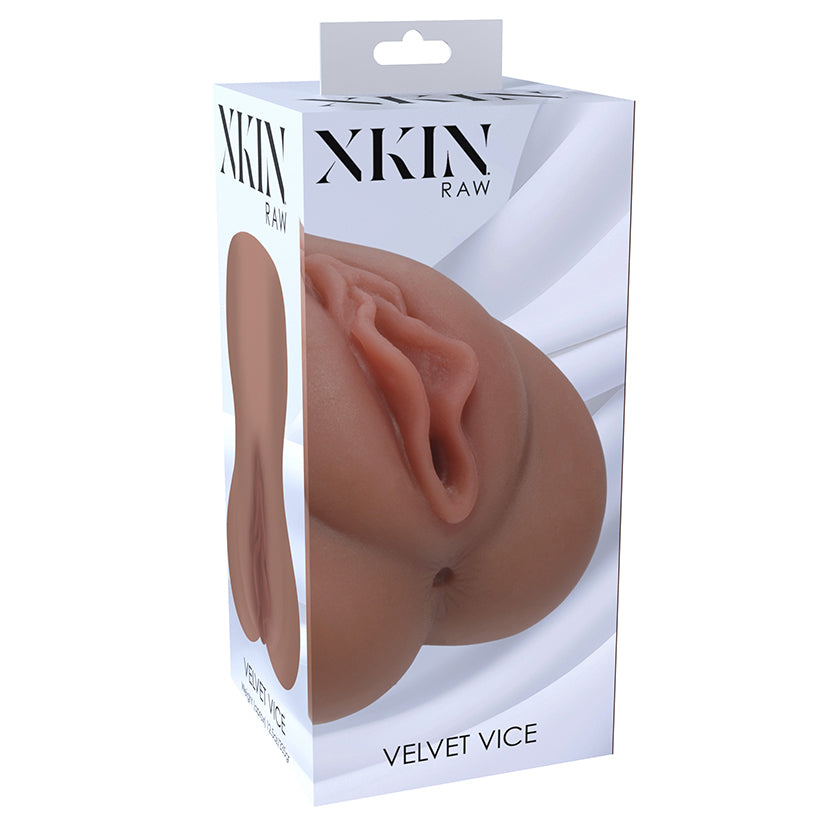Xkin RAW Masturbator Velvet Vice Brown, ultra soft realistic male pleasure sleeve