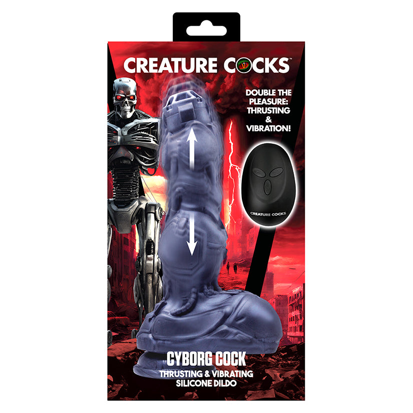 Creature Cocks Cyborg Cock Thrusting and Vibrating Silicone Dildo | Enhance Wellness & Pleasure – Shop Now