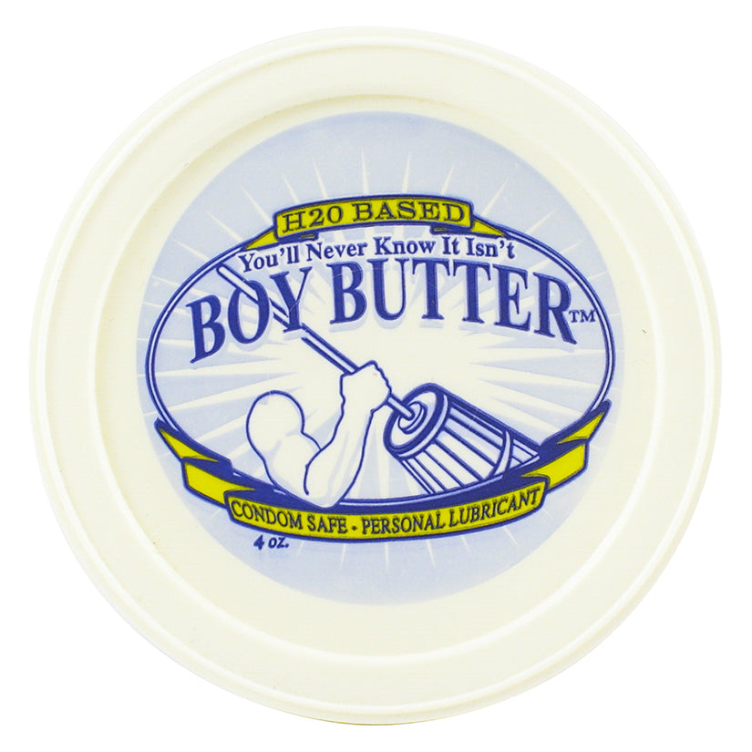 Boy Butter H2O 4oz tub water-based creamy lubricant, body-safe long-lasting glide formula